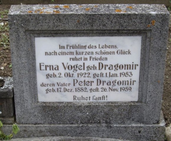 Dragomir Peter 1882-1959 Erna 1922-1953 Grabstein